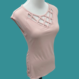 New York & Company Pink Sleeveless Tank Top with Cut Out Fitted Design